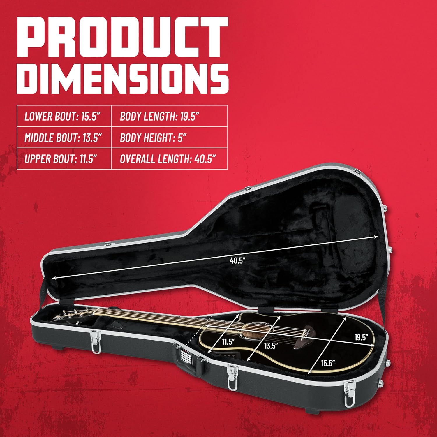 Gator Cases Deluxe ABS Molded Guitar Case for Acoustic Guitars, Fits Yamaha APX Style Acoustic Guitars (GC-APX)