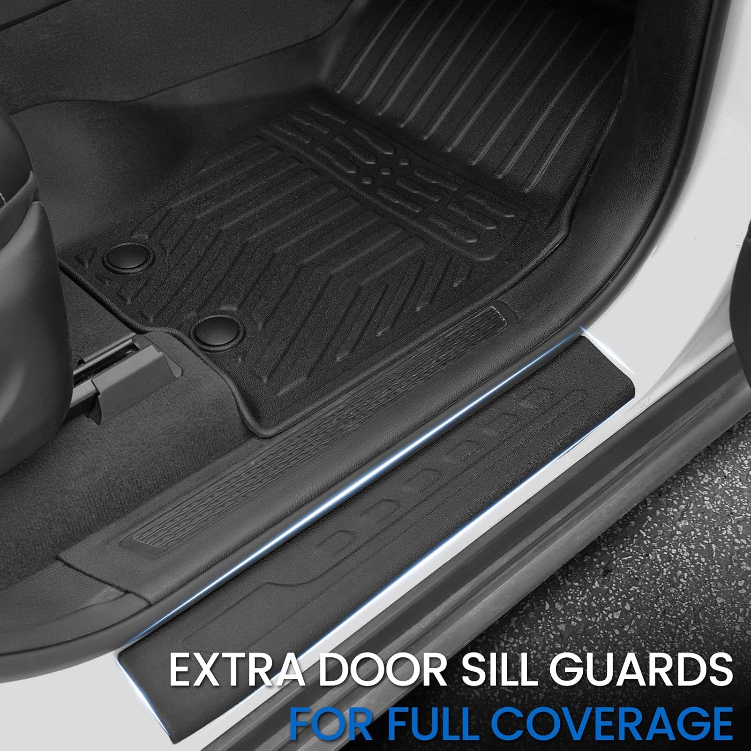 Floor Mats Set for 2022-2025 Jeep Grand Cherokee, All Weather TPE Backrest Mat Trunk Mat Cargo Liner Door Sill Guards Accessories (Floor Mats Set)