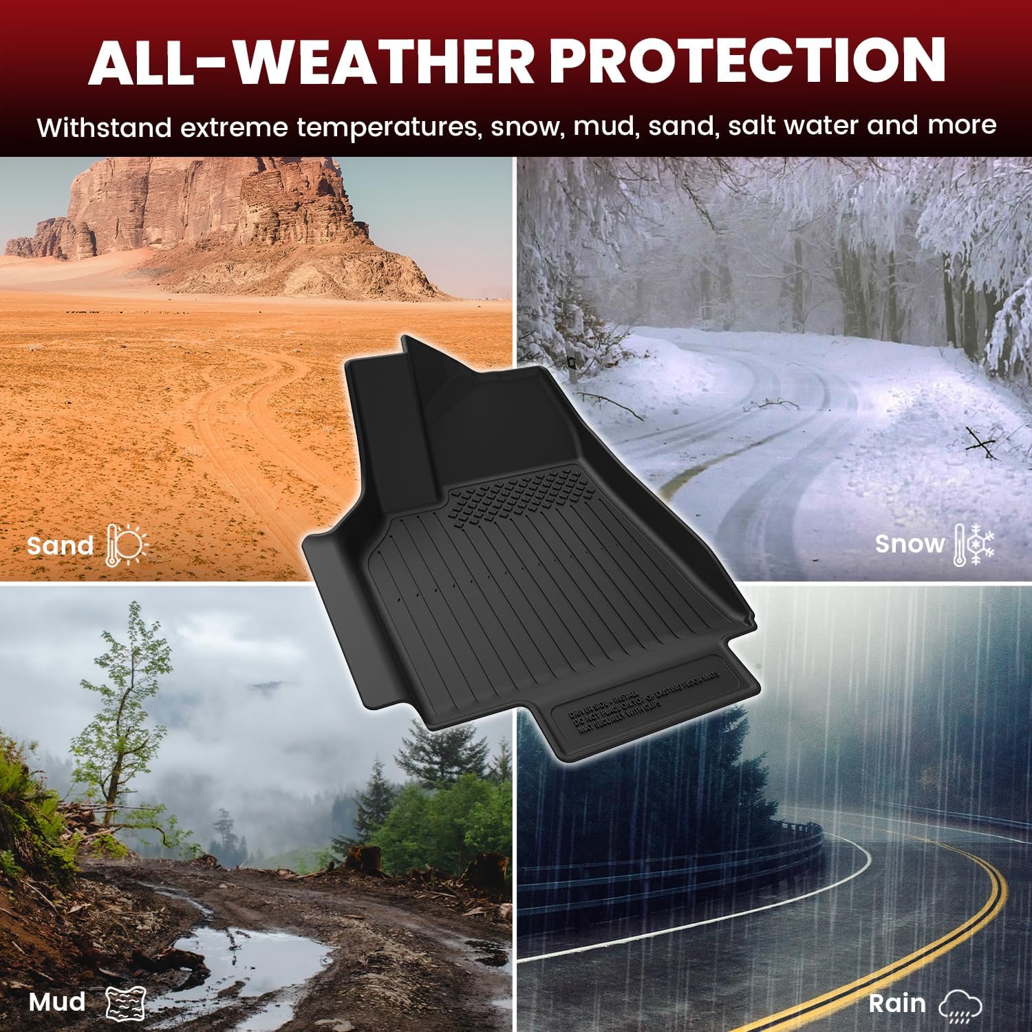 LASFIT 10PCS Floor Mats for Tesla Model Y Juniper 2025/2026 TPE Custom Fit All Weather Model Y Juniper Accessories Cargo Mat Waterproof Trunk Mats Full Set