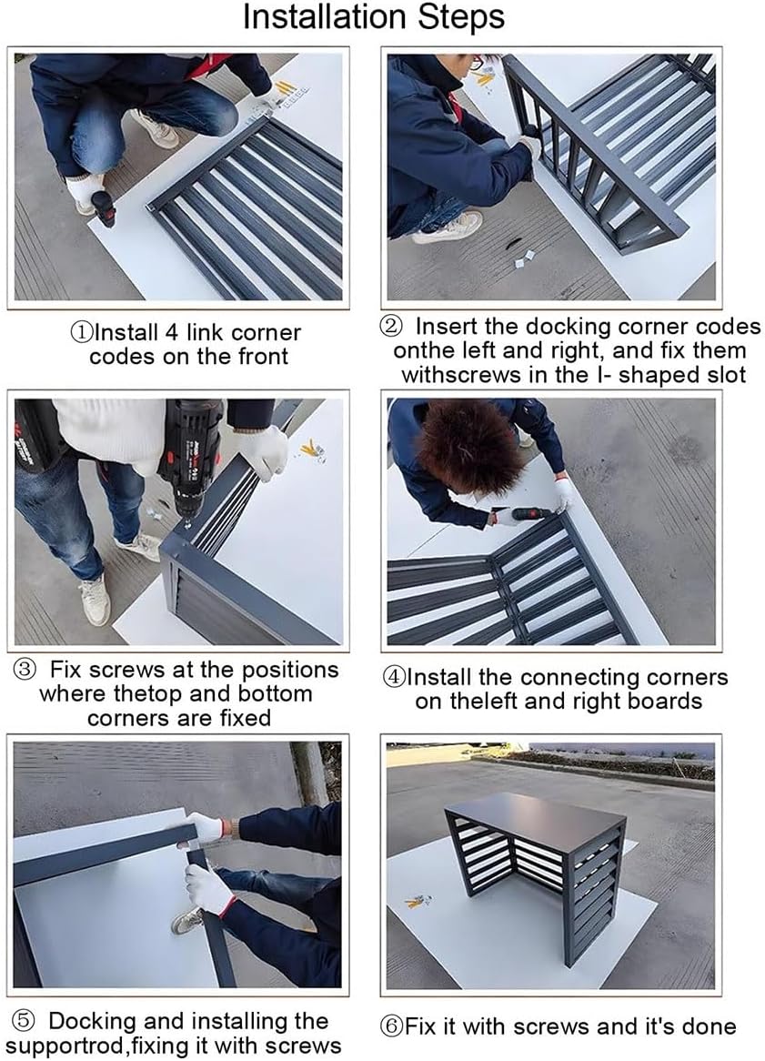 Air Conditioner Fence Air Conditioner Covers for Outside Units, All Weather Anti Theft AC Aluminum Condenser Protective Cover(Brown,110cm)