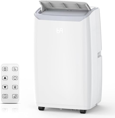 14,000 BTU Portable Air Conditioner - 3-In-1 Cooling, Sleep, Auto Swing, Dehumidifier & Fan Modes, Display Conditioners for Bedroom, Office, Living up to 750 sq. Ft, White-3032