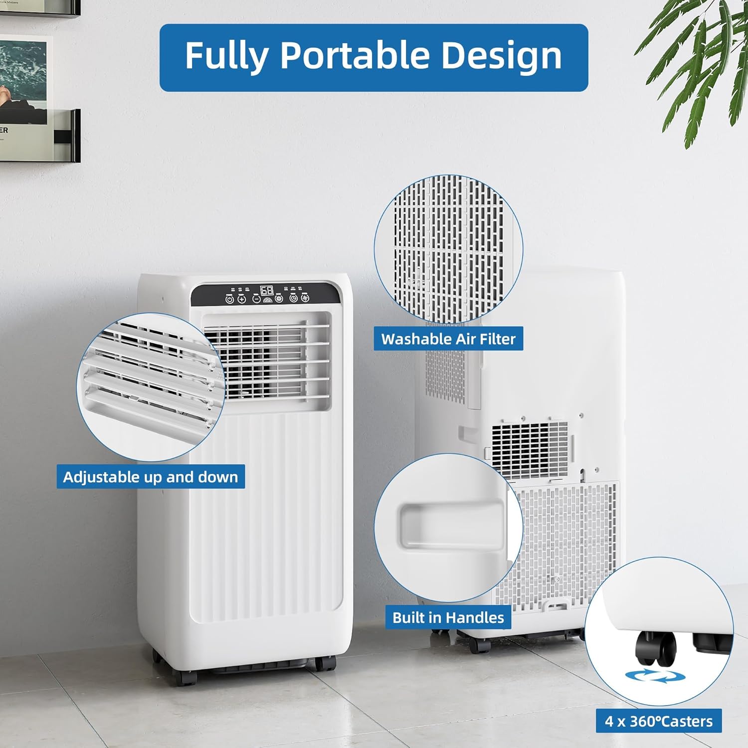 8000 BTU Portable Air Conditioners Cool Up to 350 Sq.Ft,3 IN 1 Cooling AC Unit with Remote Control/LED Display/24Hrs Timer,Ultra-Quiet 50dB,Sleep Mode for Bedroom, Living Room, Office