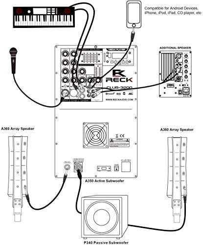 PRORECK Club AEF 12-Inch 4000 Watt DJ/Powered PA Speaker System Combo Set with Bluetooth/USB/SD Card (Two Subwoofers and 8X Array Speakers Set)