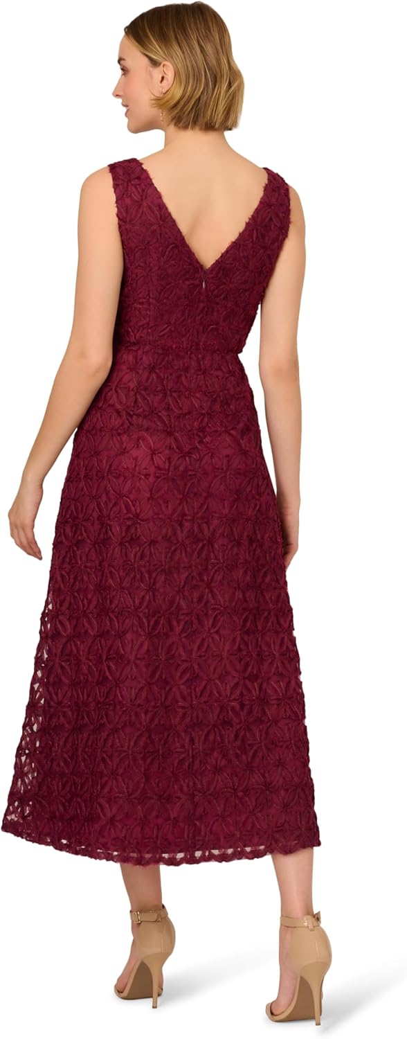 Adrianna Papell Womens Soutache Embroidery Midi Dress