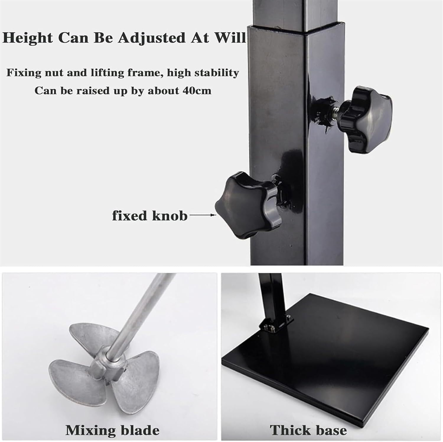 5 Gallon Pneumatic Paint Mixer Machine, 1/8 Horsepower Air Agitator with Stand, Height Adjustable About 40cm, Stainless Steel Mixing Blade, for Viscous Liquid Ink Dye