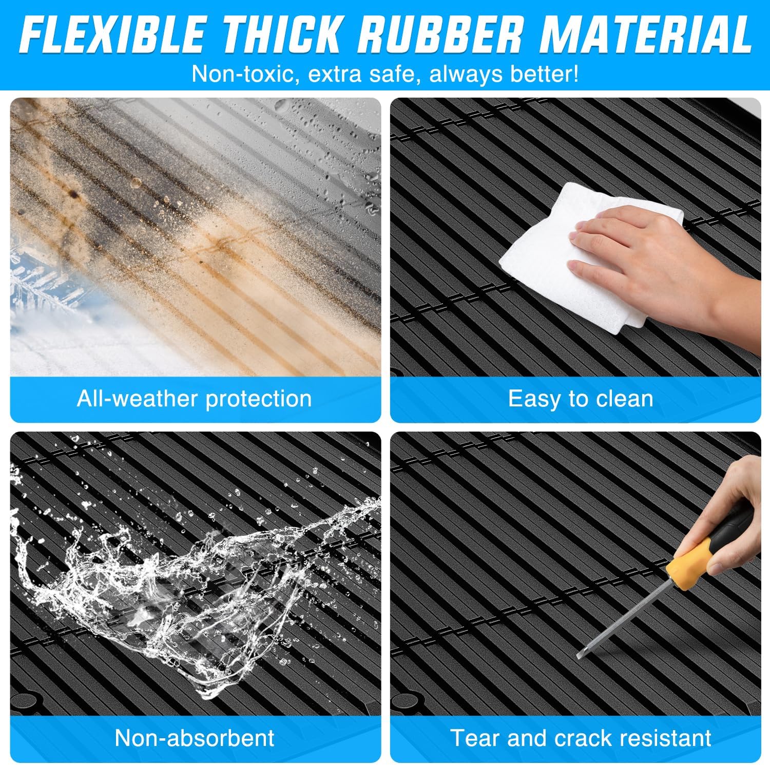 Nilight Truck Bed Mat 6 FT for 2024 2025 Toyota Tacoma, TPE Heavy-Duty Pick-up Bed Liner for Toyota Tacoma Accessories, Anti-Slip Texture, All Weather Protection