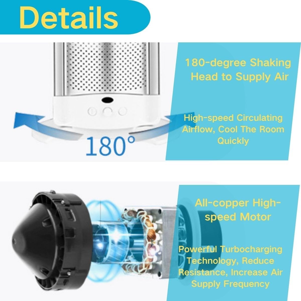 32'' Tower Fan Portable, Bladeless Desk Fan for Bedroom, Quiet Cooling Floor Fans 180° Oscillating for Home, Office 27.6H(Red)