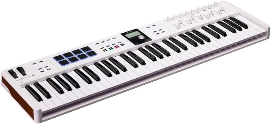 Arturia KeyLab 61 Essential mk3 MIDI Controller Bundle (White + MIDI Cable)