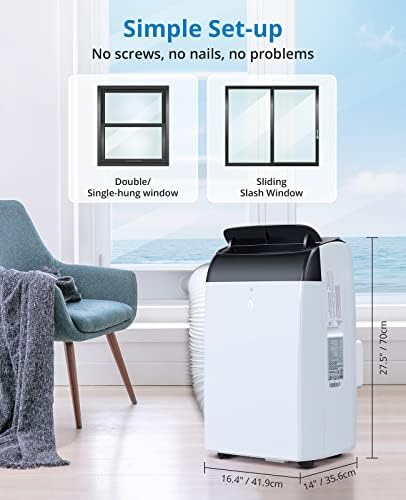 12000 Btu Portable Air Conditioner, Indoors ac unit Fast Cooling 550 Sq. Ft., 3-in-1 Portable Air Conditioner With Fan, Cooling, Dehumidification, Touch Screen Controls, Remote Controller