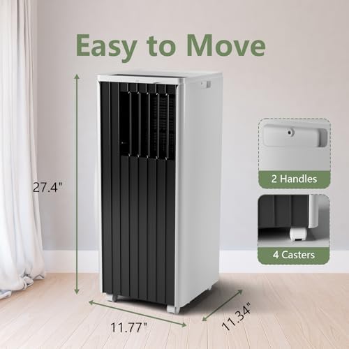 8,000Btu Portable Air Conditioners for Rooms up to 350 Square Meters, 3-in-1 Portable AC Units, Dehumidifier and Fan with Digital Display, Remote Control, Window Mounting Kit and 24 Hour Timer
