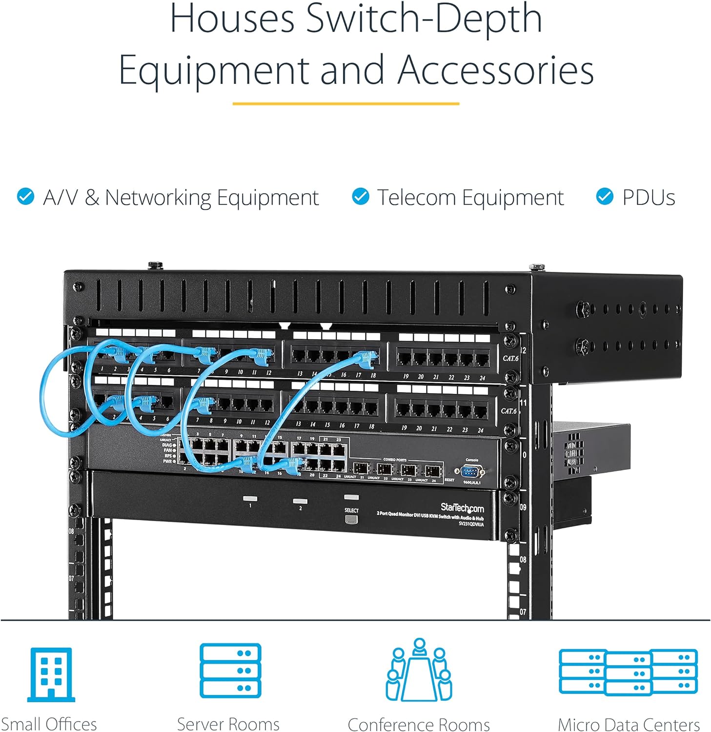 StarTech.com 2-Post 15U Heavy-Duty Wall Mount Network Rack, 19
