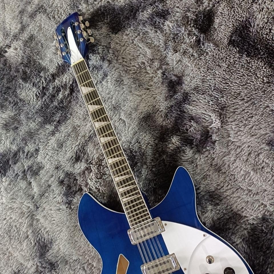 Custom 12-String Electric Guitar with Glossy White Finish and Blue Color - Perfect for Professional Guitarists and Enthusiasts Seeking and High- Sound