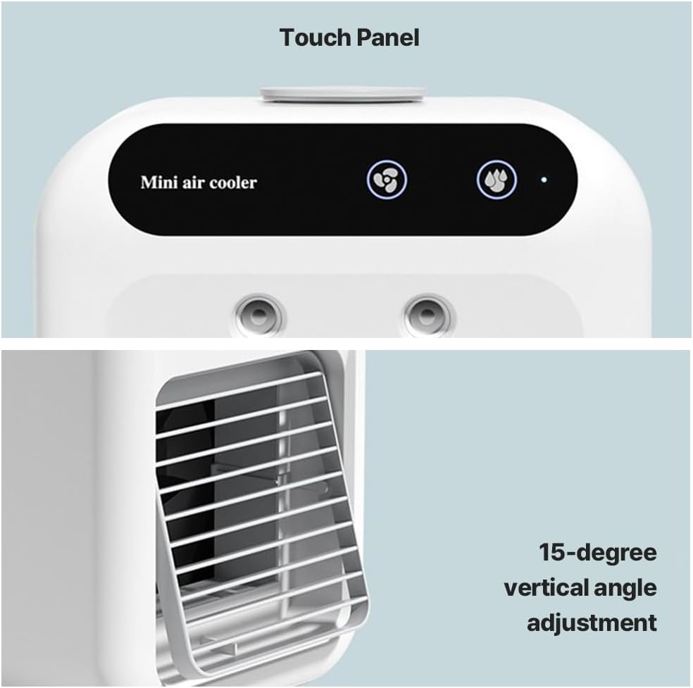 Mini air conditioner low noise large air volume office/sleep/camping outdoor portable air conditioner powerful cooling easy to use usb charging white 2.5(W) x4.5(D) x8.5(H) inches