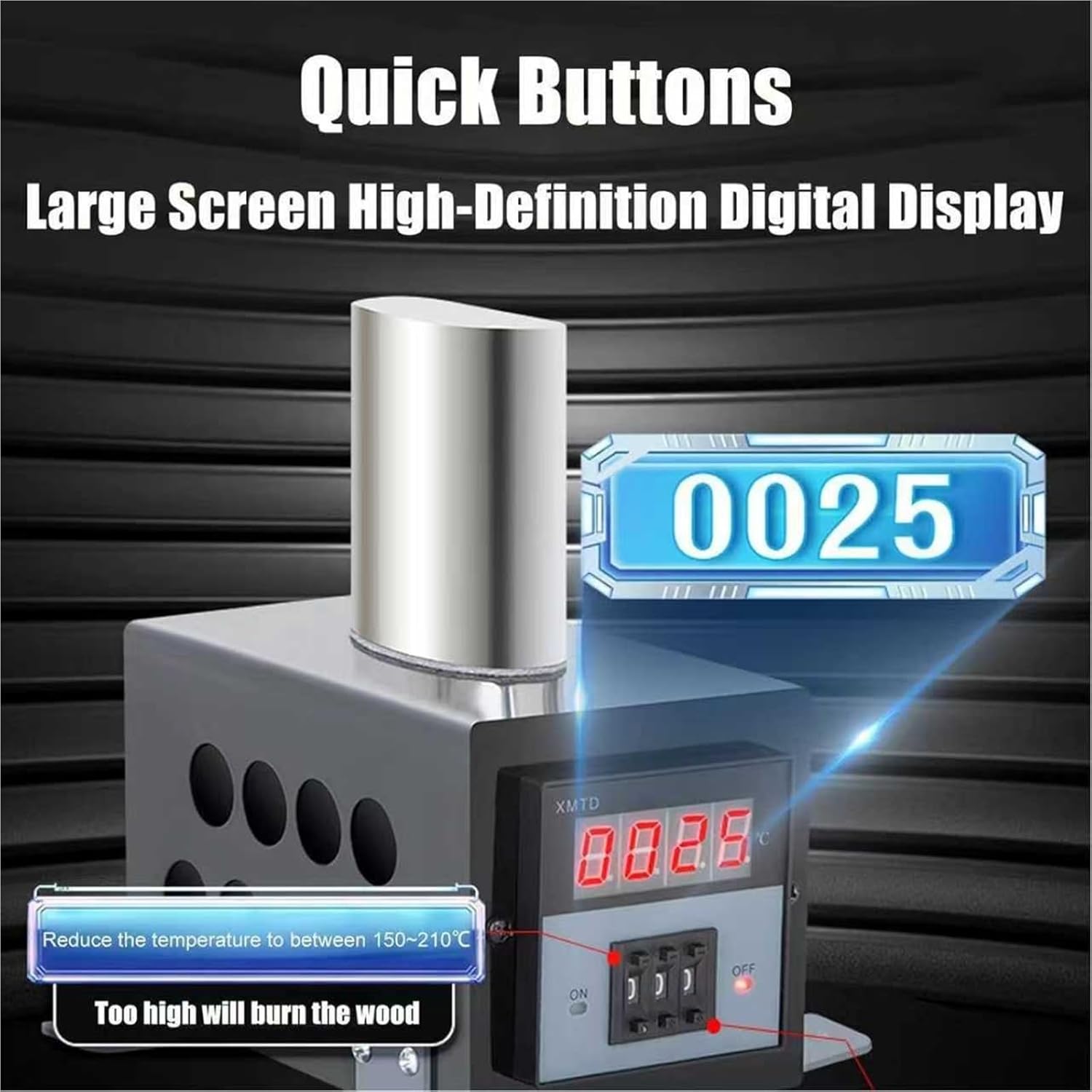 Guitar Side Rib Bending Iron, Side Rib Bending Tool, Adjustable Temperature Range 0-280°C, 6.3in Working Height, Good Heat Dissipation, For Wood Bending In Instrument Making(Black)