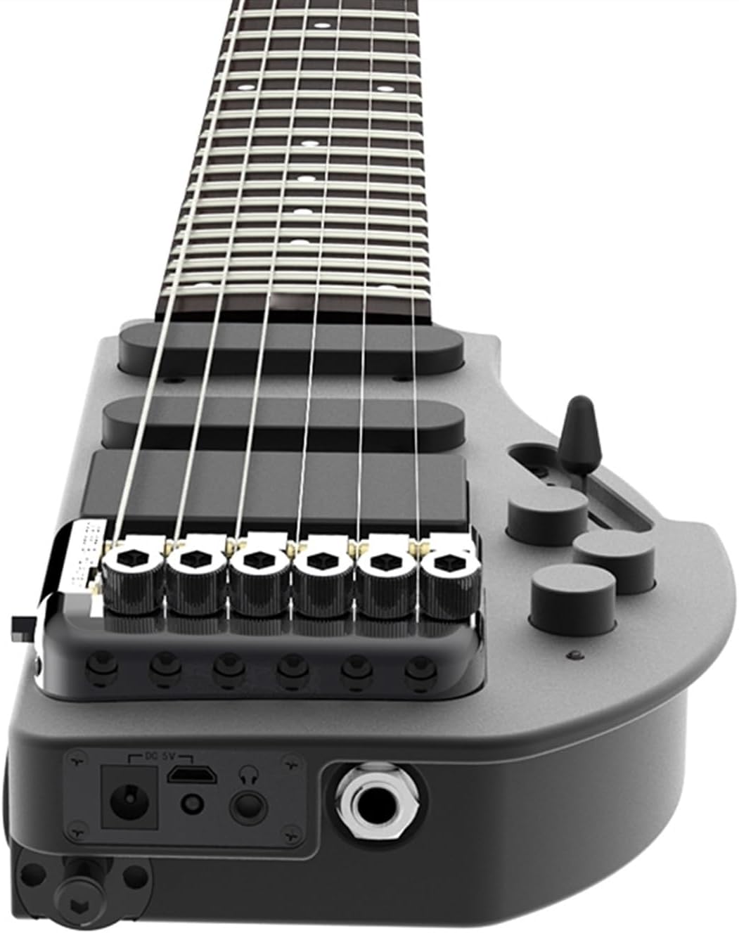 VENEKA Headless Electric Guitar Headless Travel Electric Guitar with Built in Headphone Amp Full Scale Portable Guitar