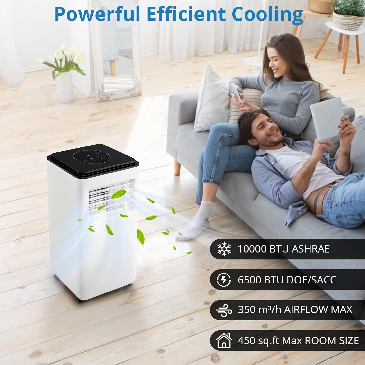 10,000 BTU Portable Air Conditioners, 2025 Upgraded Portable AC Unit Up to 350 Sq.Ft, Quiet Air Conditioner with Remote Control, Cool, Fan, Dehumidifier, 24H Timer, for Bedroom, Office, Apartments
