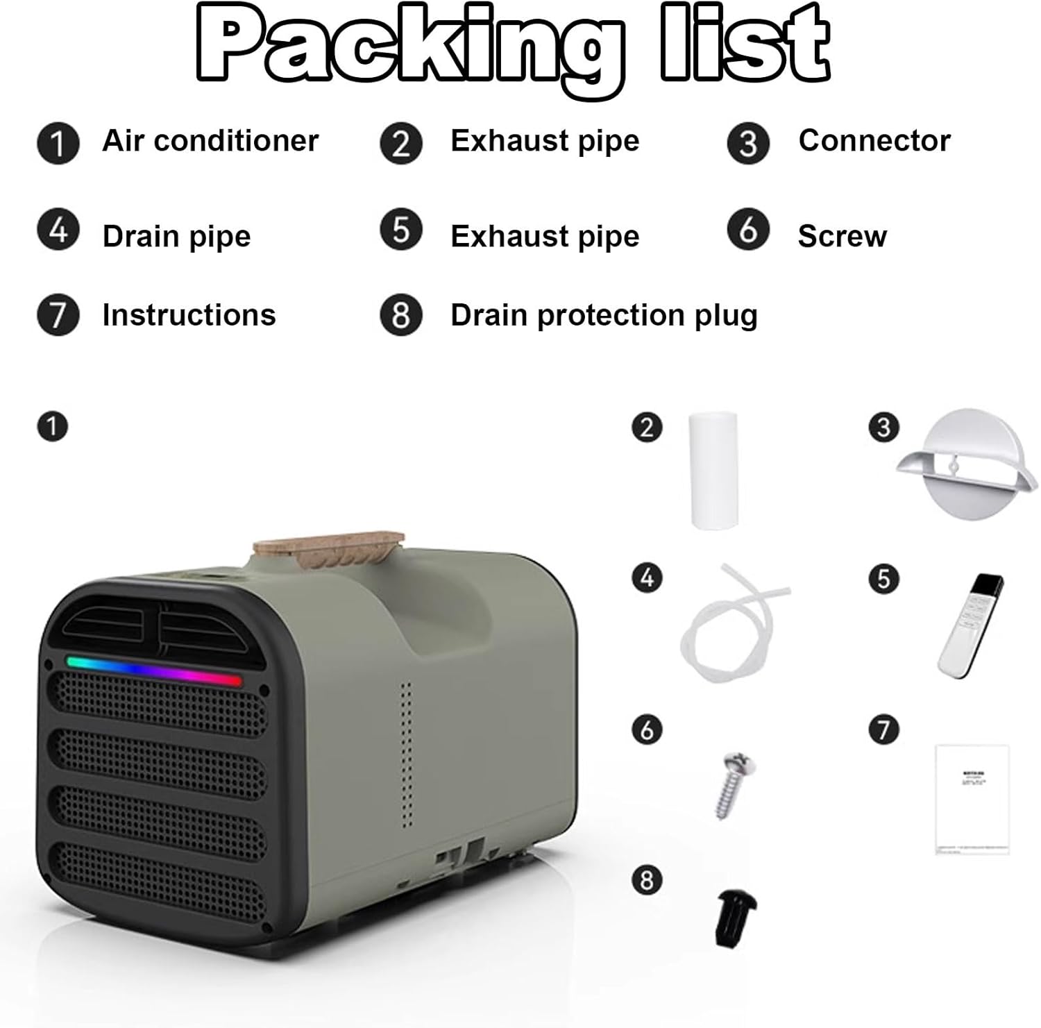 4-in-1 Portable AC with Touch and Remote Control Small Room Air Conditioner, No Window Needed, Camping AC with Top Handle for Bedroom 8-10㎡