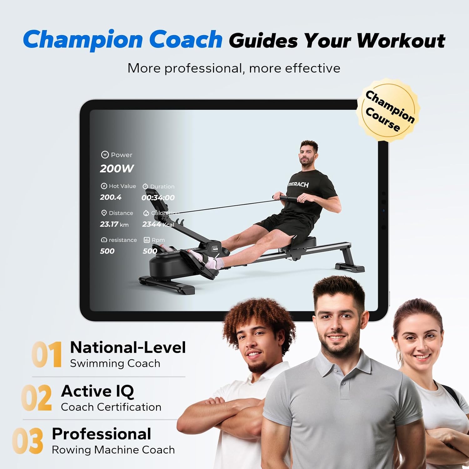 MERACH Foldable Rowing Machines for Home, Magnetic Rowing Machine with 16-Level, Compact Row Saves 20% Space, 350 LBS Load Capacity, Free MERACH App and 1000+ Champion Coaching Course & Games