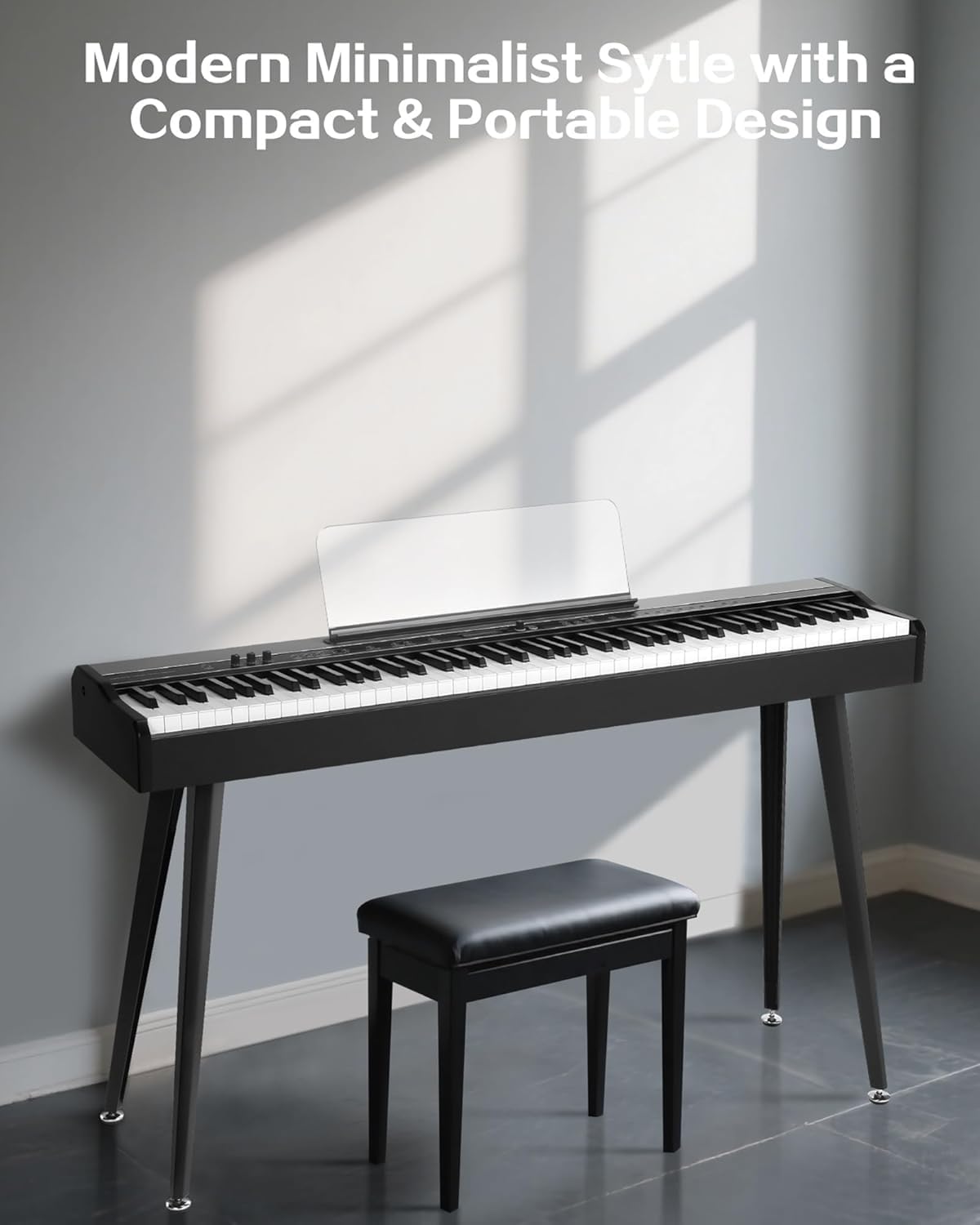 88-Key Digital Piano with Hammer Action, USB/MIDI Connectivity Professional Full Weighted Keyboard Electric Piano for Beginners, Dual Stereo, 3-Pedal