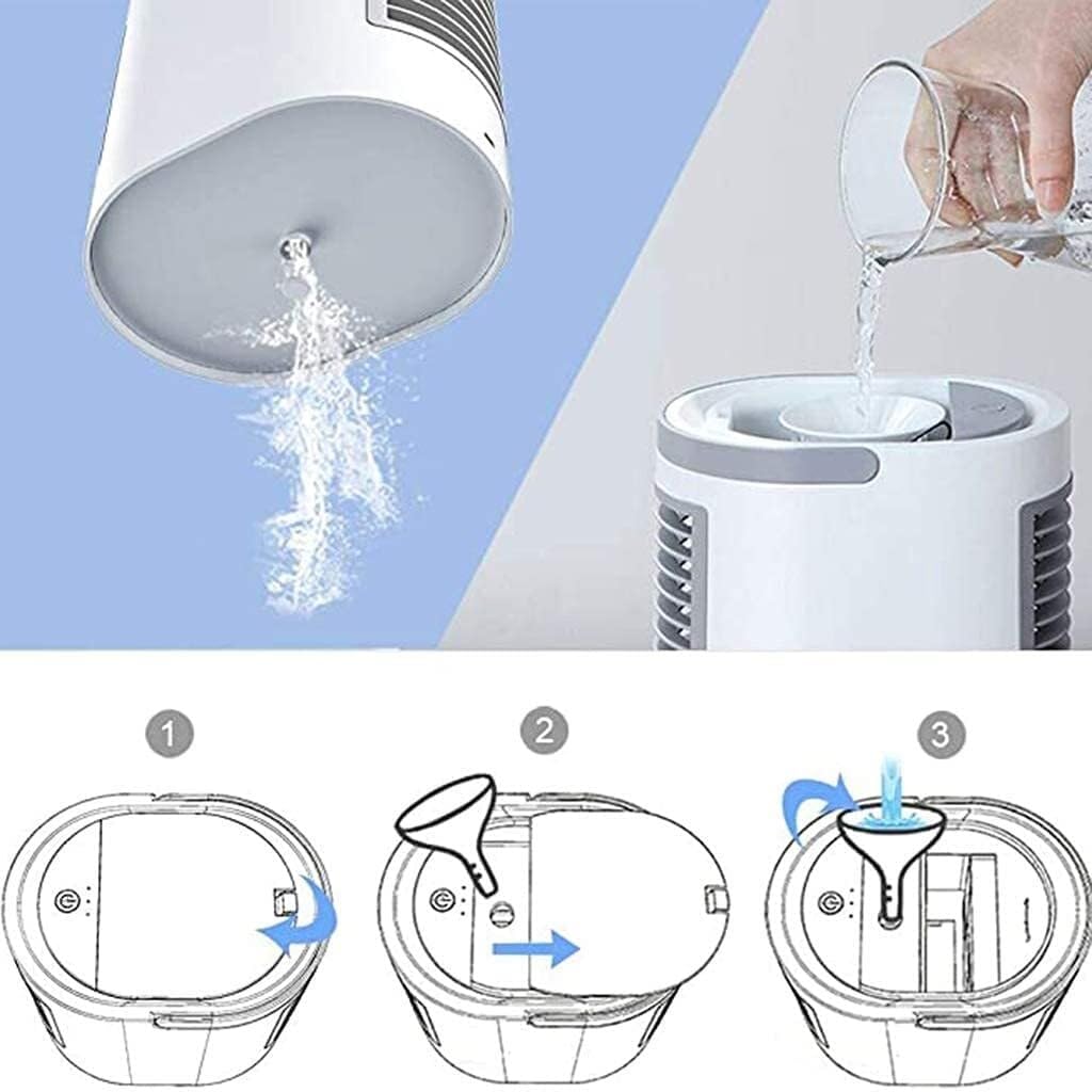 Portable Air Cooler for Home & Office, Mini Air Conditioner with 3 Speed Levels, Humidifier, 7 Color Night Light, and 380ml Water Tank