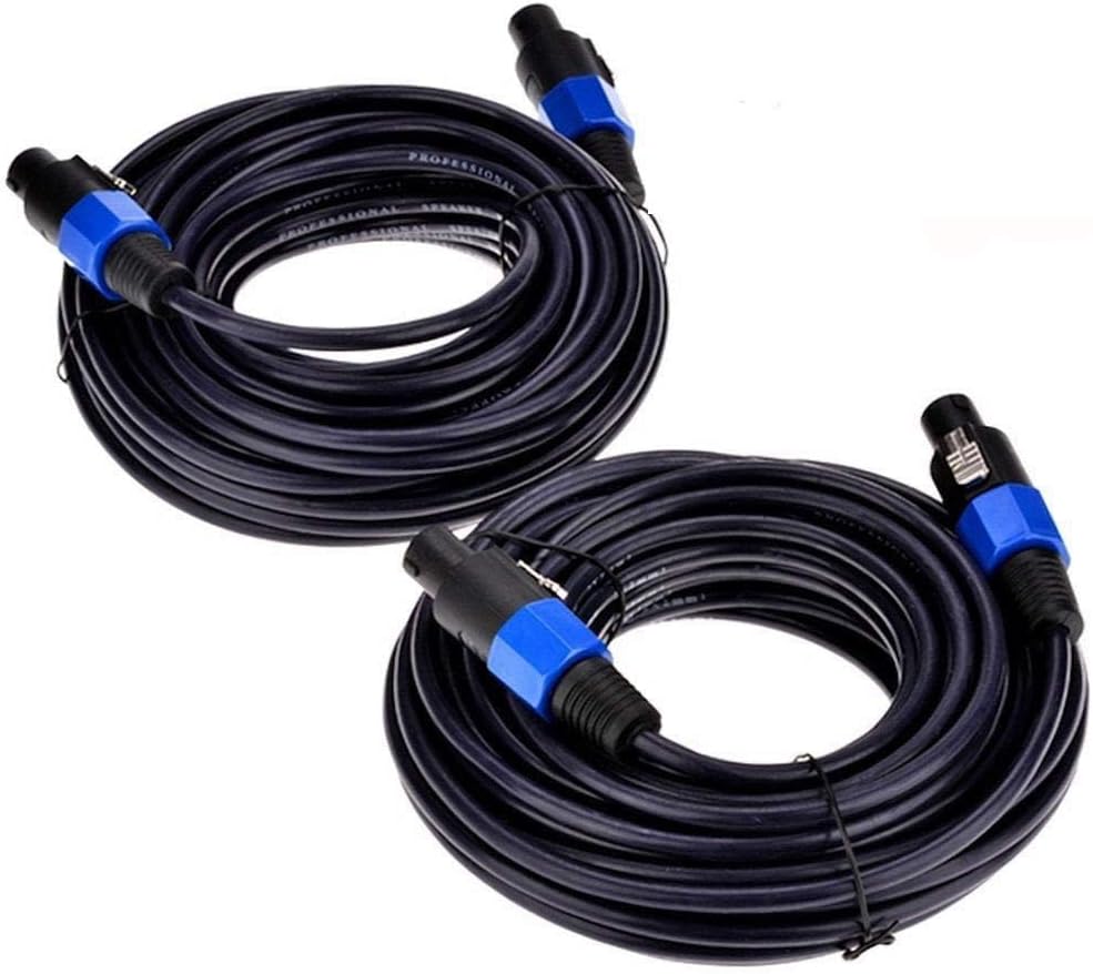 2Pack 50 ft 1/4 to 1/4 Cables & 2Pack 50 ft Male Speakon to Speakon Cables