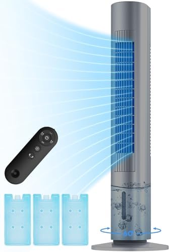 35 INCH Evaporative Air Cooler, 2025 Upgraded Swamp Cooler Air Conditioner w/Cooling Mode, 3 Speeds, Smart Timer for Auto-Off, 20Ft Remote, 70° Wider Oscillation, Air Cooler for Room Bedroom