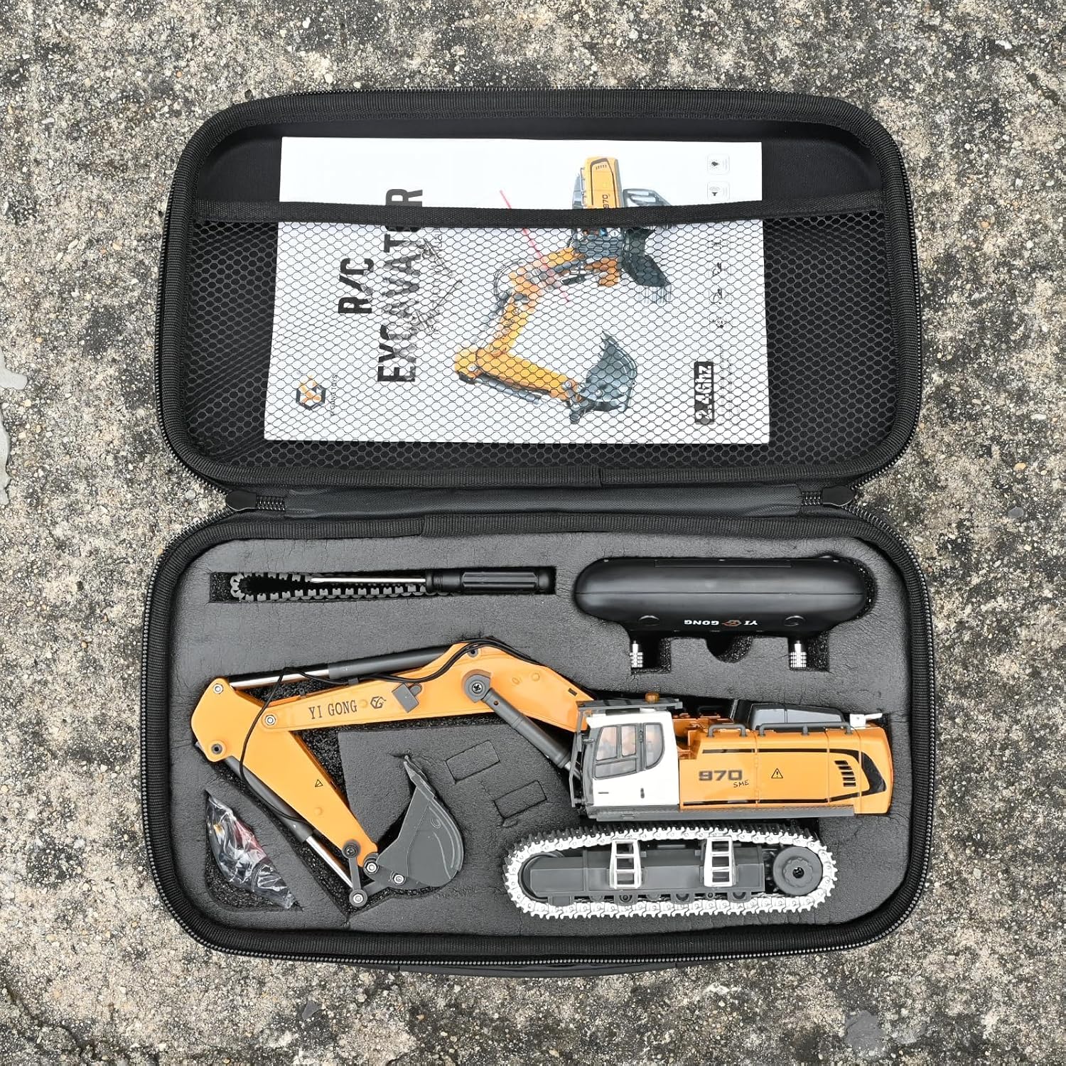 Pro-Grade Remote Control Excavator for Adult Metal Micro-Scale RC Construction Model with Leadscrew Digging System, Dual Battery Includes Portable Carry Case