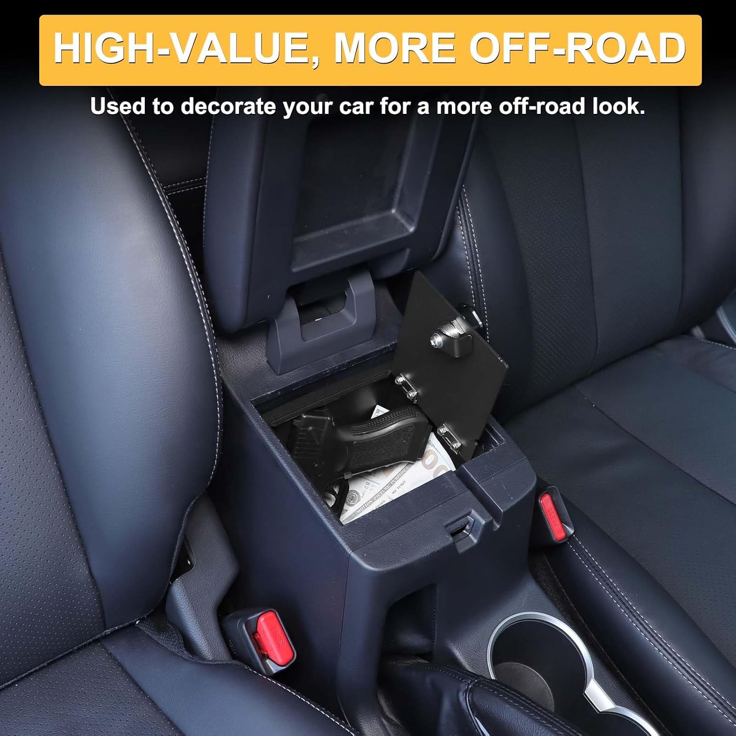 Center Console Safe Lockbox Compatible with M-itsubishi L200 / Triton 2019-2023 Accessories, 3-Digit Combo Lock Console Gun Vault Safe Storage Box Accessories