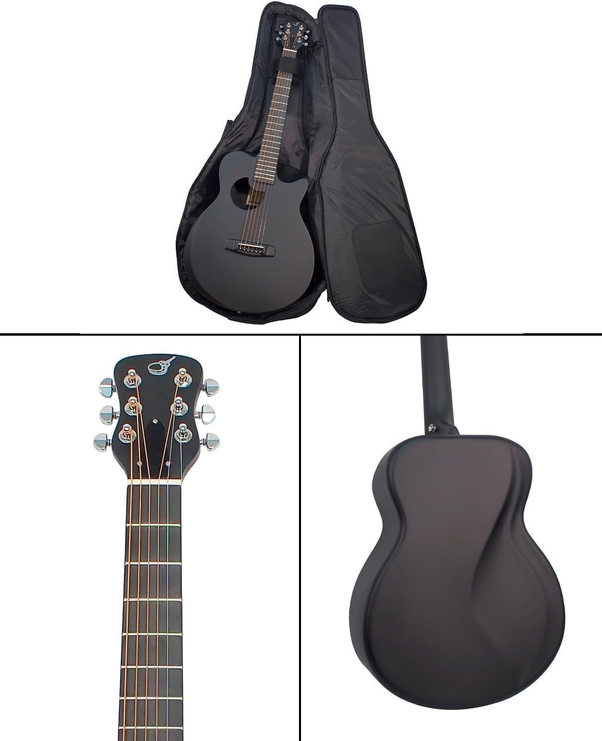 Journey Instruments Carbon Fiber Travel Guitar – RT661M Traveling Acoustic Guitar – Fixed-Neck Road Trip Acoustic Guitar – Heavy Duty Gig Bag (Bronze Black Matte)