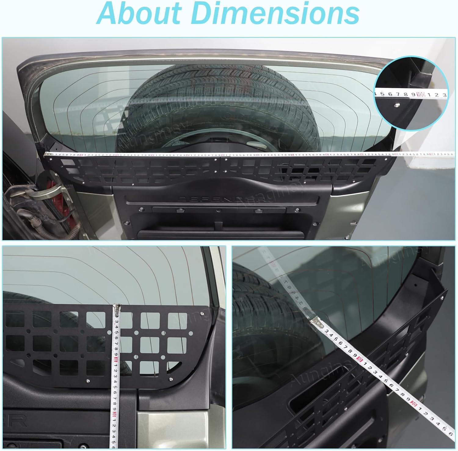 Car Rear Tailgate Window Molle Storage Panel Shelf Compatible with Land Rover Defender 90/110/130 2020-2025 2026, Rear Trunk Door Window Organizer Storage Bracket Cargo Rack Modular System Accessories