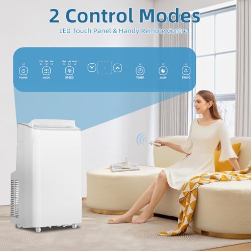 12000 BTU Portable Air Conditioners Cools Up to 550 Sq.Ft, 3-In-1 Portable AC Unit With Dehumidifier, Fan, Cooling Mode & Window Kit, Room Air Conditioner Portable for Bedroom, Living Room, Office