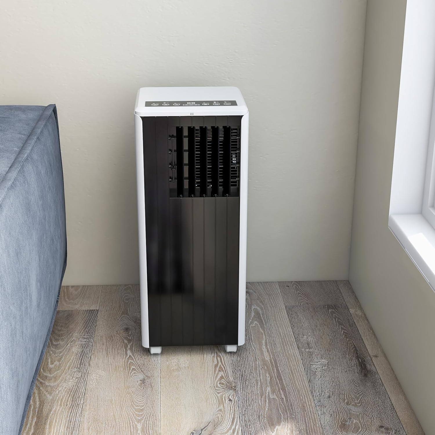 8,000 BTU Portable Air Conditioner for Rooms Up to 350 Sq.Ft - 3-In-1 Quiet Floor Standing AC Unit with Fan/Dehumidifier - Remote & LED Touch Control, Sleep Mode, 24H Timer, Black