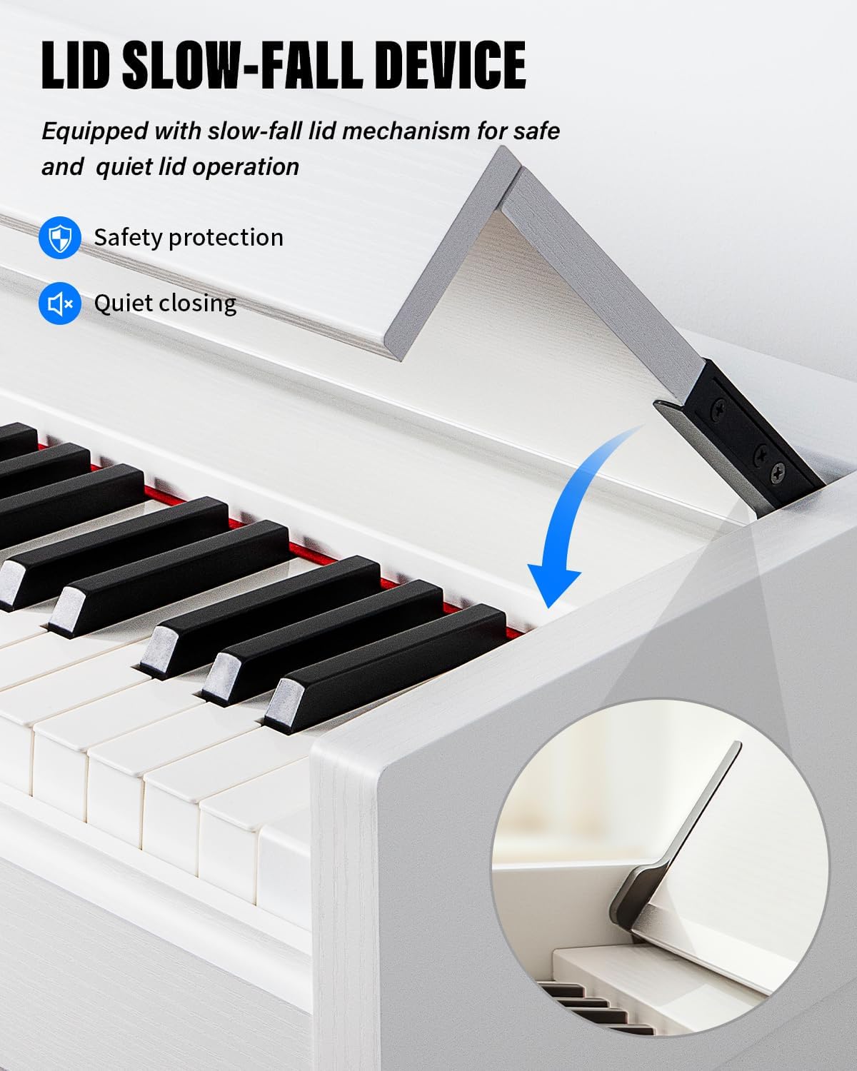 AiJoy 88 Key Weighted Digital Piano Keyboard, Graded Hammer Action Wooden Electric Piano with Cover & Triple Pedal, Sensitive Touch, Support USB MIDI Connect, Recording, Headphone, MP3 Player(White)