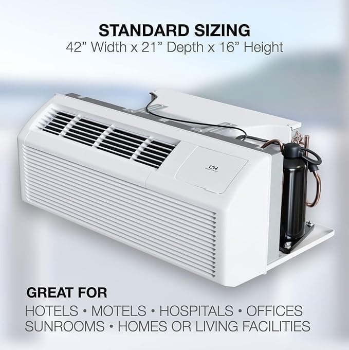 Cooper & Hunter 15,000 BTU PTAC Packaged Terminal Air Conditioner & Heat Pump – Built-In 3.5kW Electric Heater – Includes Wireless Smart Kit, Remote, Power Cord, Sleeve & Grille – R-32 Refrigerant