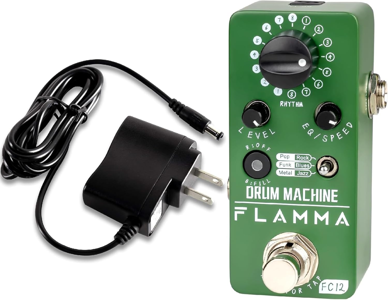 Flamma FC12 Drum Machine Guitar Pedal with 9V 300mA Power Supply