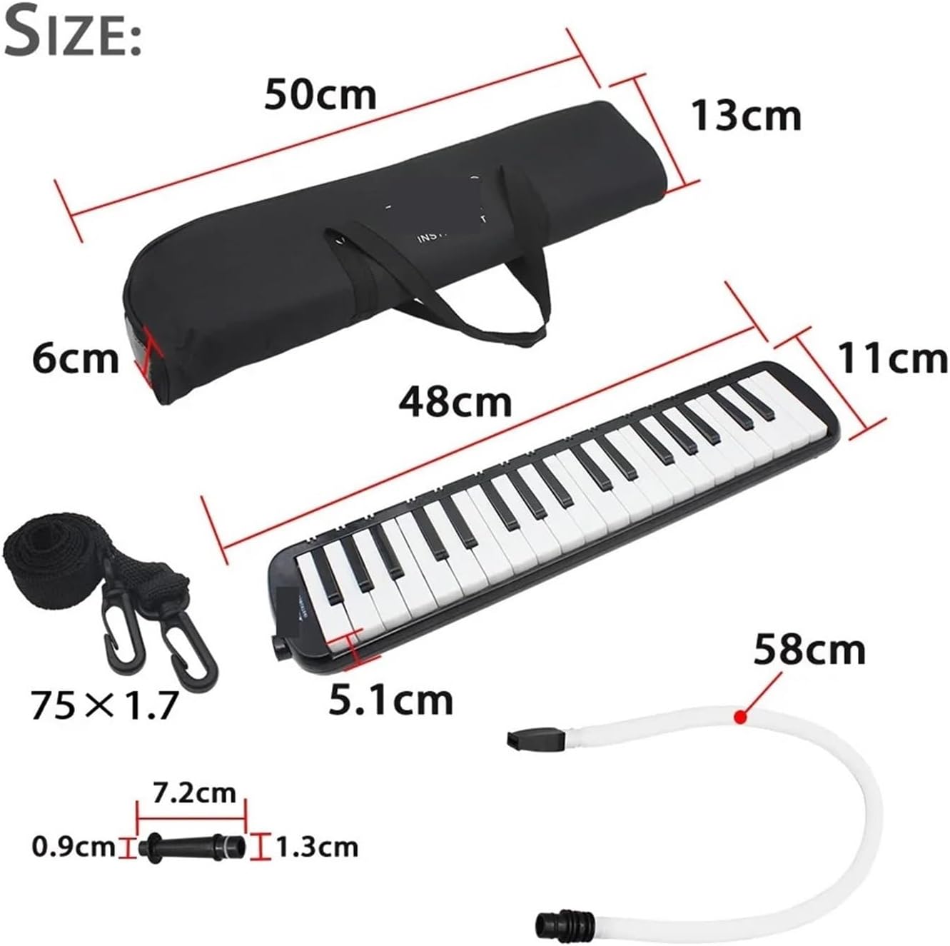 Melodica 37-Key Melodica Portable Tone Piano Mouth Organ Harmonica Pianica Keyboard Instrument With Windpipe Backstrap(Pink)