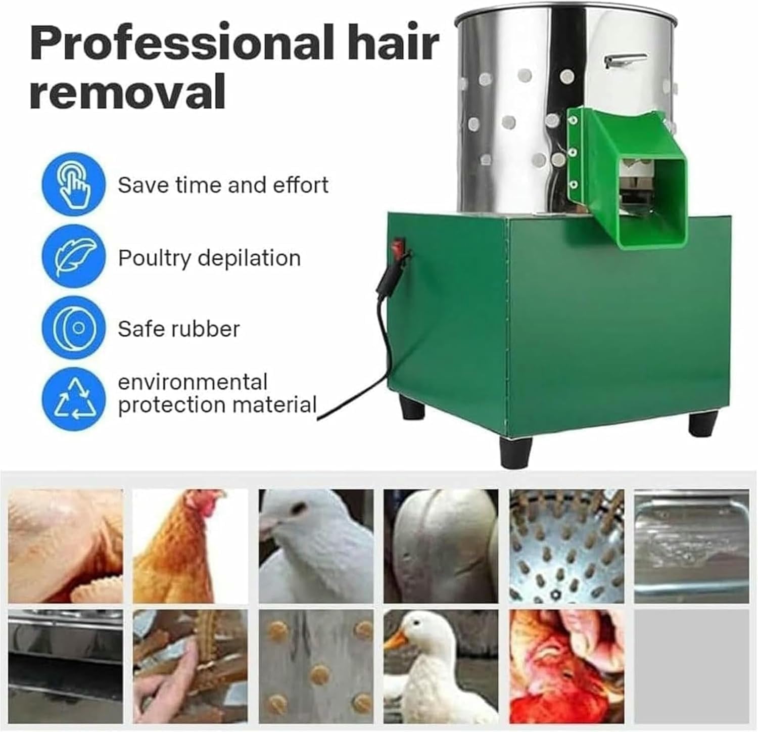 Electric Plucking Machine,Electric Poultry Plucker Machine, Feather Remover for Quick Cleaning, Stainless Steel,Ideal for Chicken Duck Farm