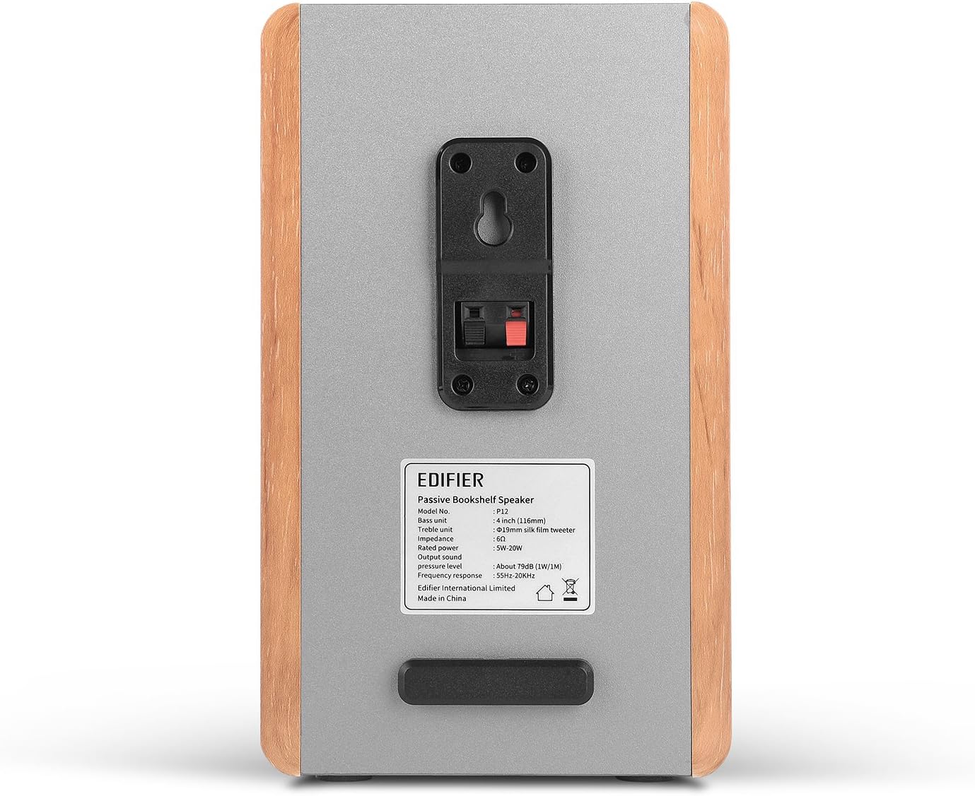 Edifier P12 Passive Bookshelf Speaker - 2-Way Speakers with Built-in Wall-Mount Bracket - Wood Color, Pair - Needs Amplifier or Receiver to Operate