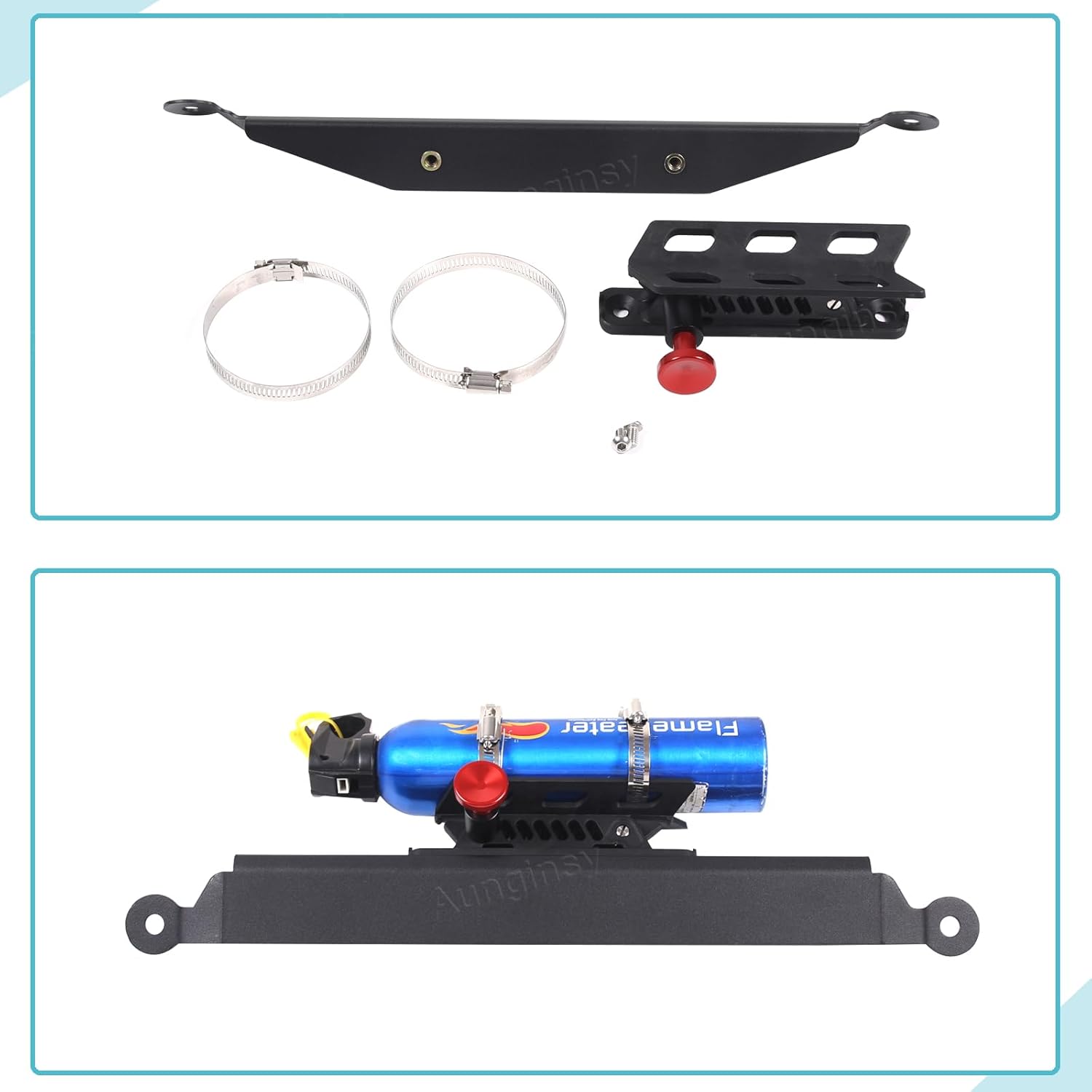 Car Co-Pilot Under Seat Quick Release Roll Bar Fire Extinguisher Mount Bracket Compatible with Toyota Tundra 2007-2021, Adjustable 2 Clamps Fire Extinguisher Bottle Tie Holder Billet Accessories