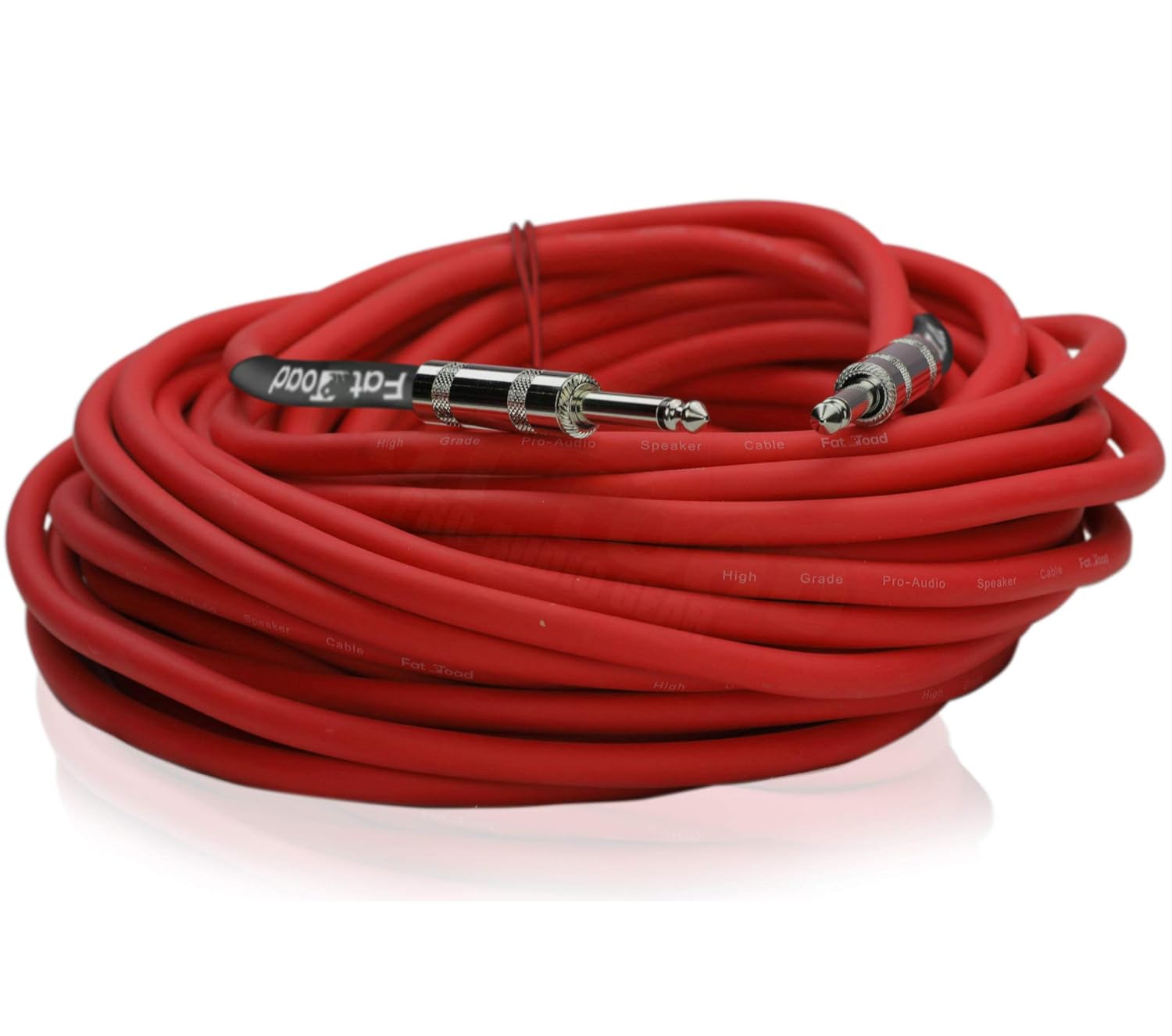 Fat Toad 6 Pack 50ft DJ Speaker Cables (Red-Flexpro Series) – 1/4 Inch TS 12 AWG Red Audio Wires for PA System, Amp, Stage Performance, Studio Recording