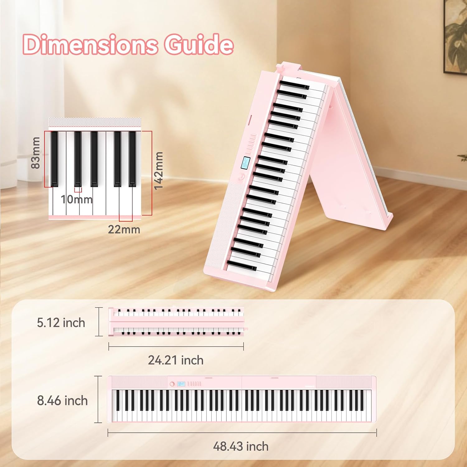 Piano Keyboard 88 Keys Foldable: Folding Digital Piano Portable with 88 key Weighted Keys TERENCE Bluetooth MIDI APP Learning & Carrying Case for Adults Beginners