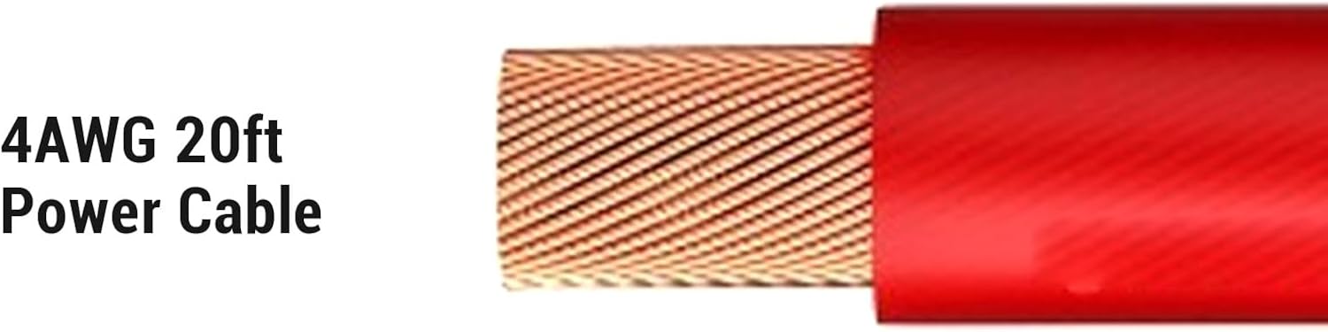 4AWG 20ft Power Cable with Line Tail Heat Shrink Tube Black Red Flexible Power Ground Wire Kit for Car Radio Speaker RV Trailer