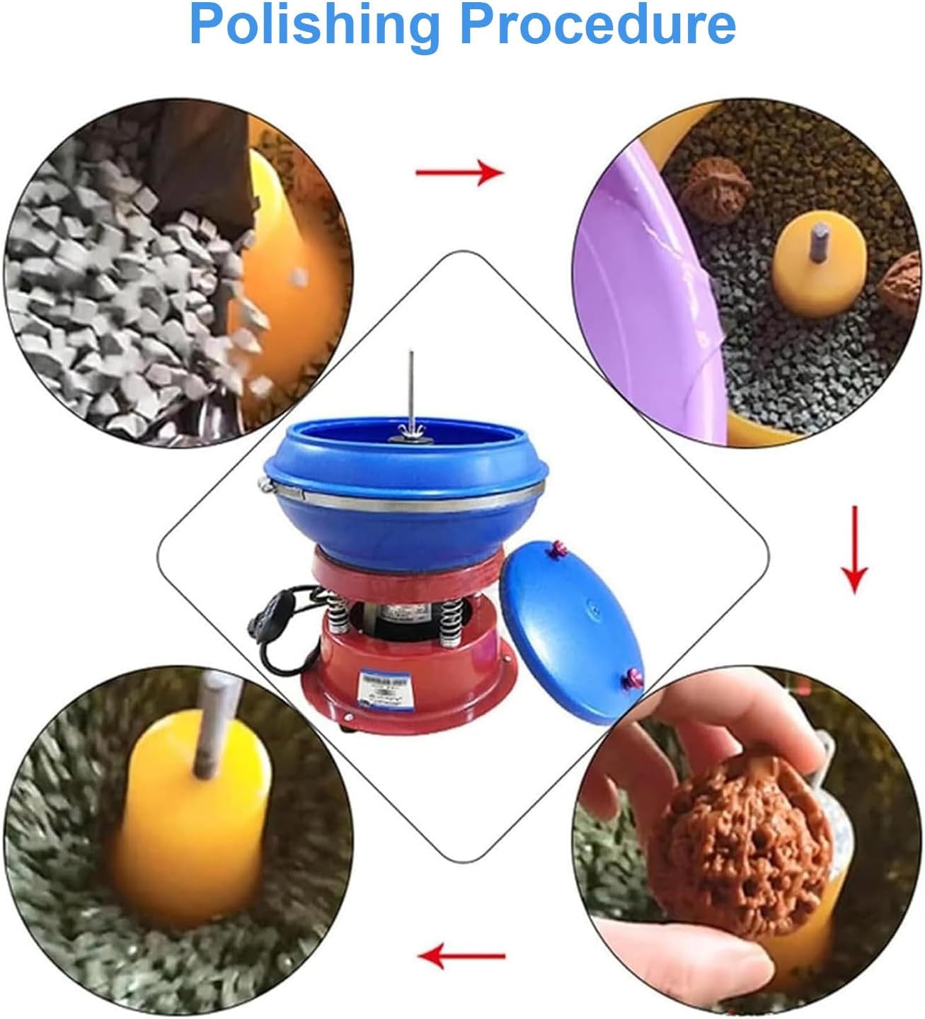 Vibratory Tumbler Polisher, 3.5 L Barrel Polishing Machine, Bidirectional Rotation, for Coins/Metal/Jewelry/Hardware/Workpiece Cleaning Polishing