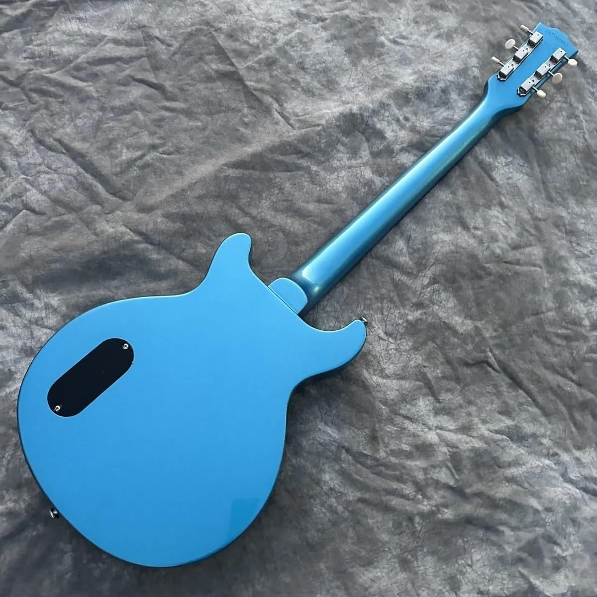 Electric Guitar Solid Mahogany Body Rosewood Fretboard Single P90 Pickup Metallic Blue Double Cutaway