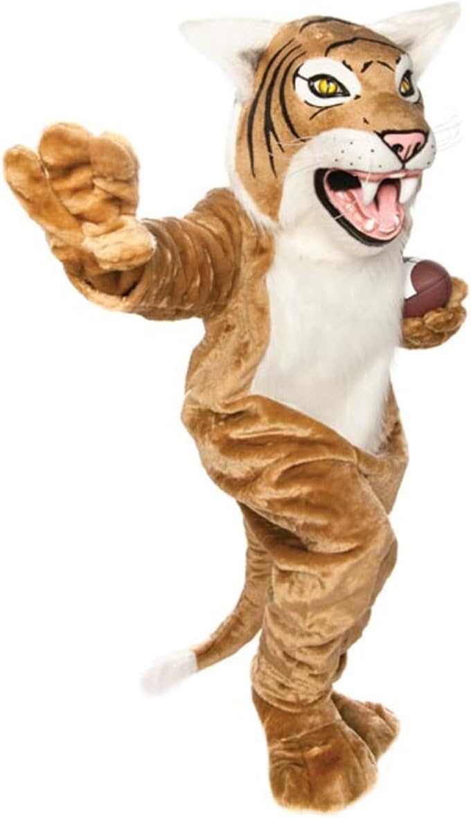 TCDesignerProducts Tan Wildcat Mascot Costume, School Spirit Sports Fan Gear, Football Cheerleader Accessories, Homecoming