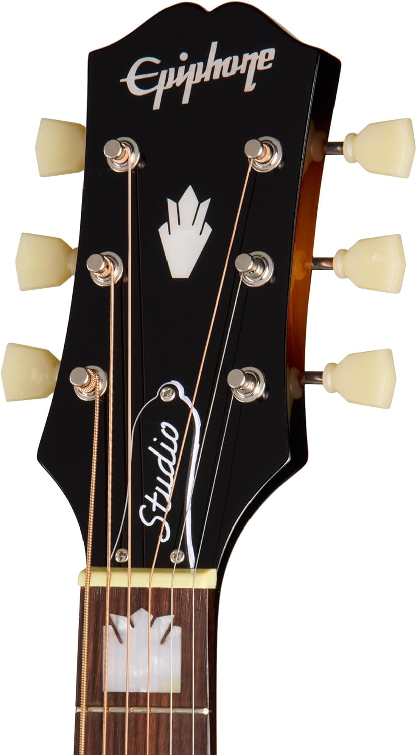 Epiphone J-200 Studio EC Jumbo Acoustic Electric, Vintage Sunburst with Bag
