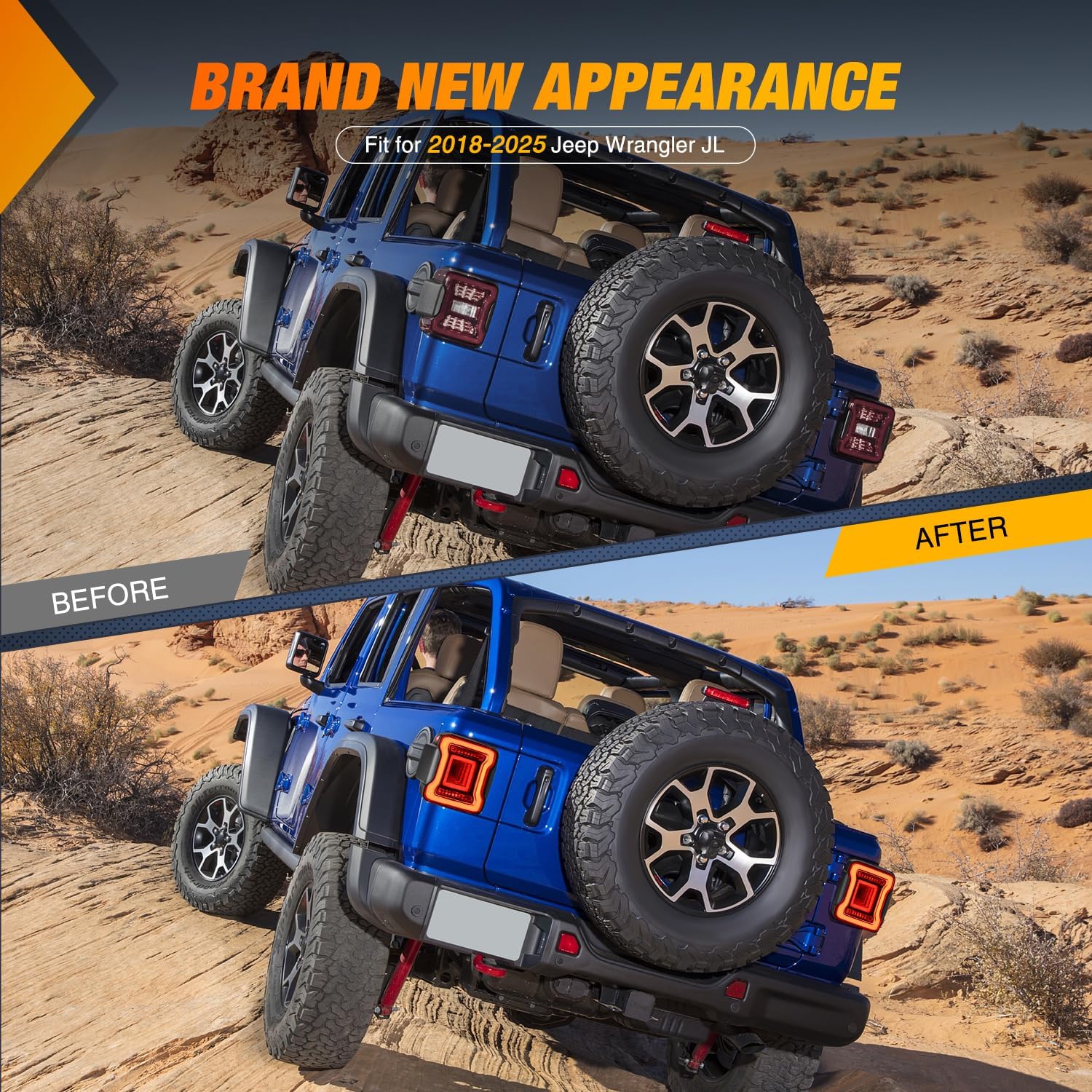 Nilight JL Tail Light LED Smoked Lens White Lights Back Up Reverse Red Running Brake Stop Turn Signals DOT APPROVED Taillight Compatible With 2018-2025 Jeep Wrangler