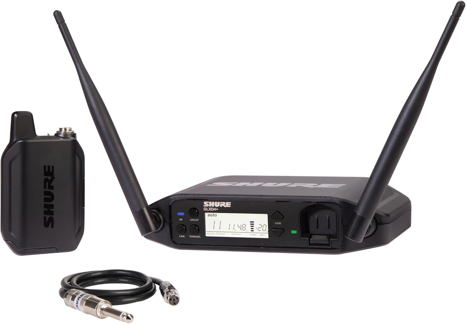 Shure GLXD14+ Dual Band Pro Digital Wireless System for Guitar and Bass - 12-Hour Battery Life, 100 ft Range | Includes 1/4