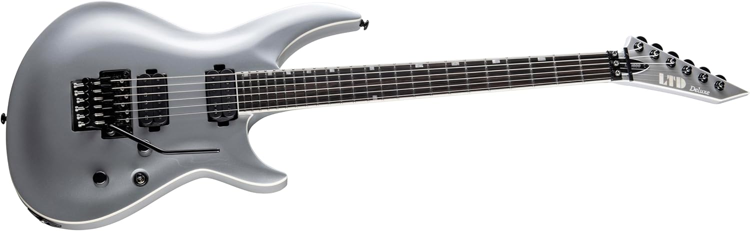 ESP 6 String LTD H-31000FR Electric Guitar, Metallic Silver, Right, (LH31000FRMS)
