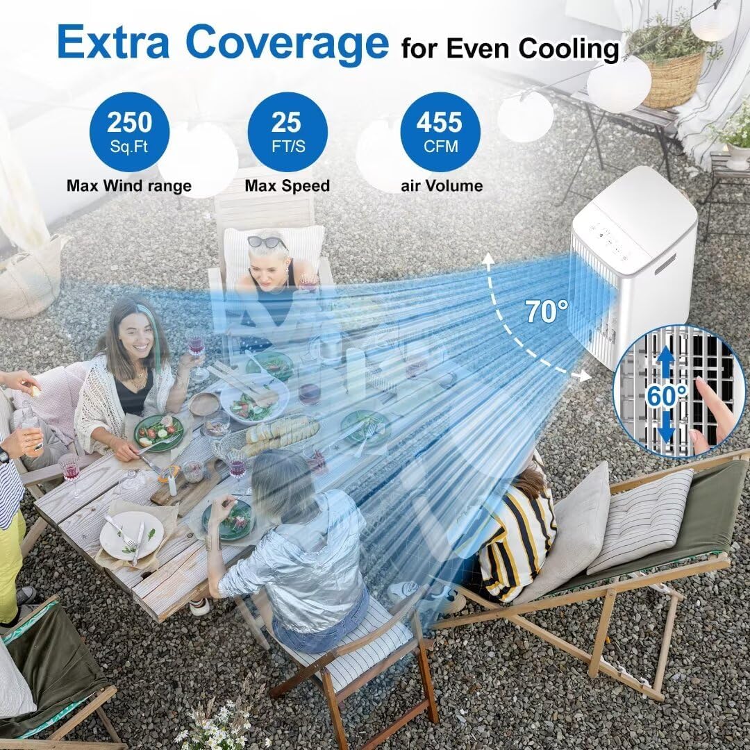 Portable Air Conditioner Evaporative Cooler Ac Unit,BEBEGINE Swamp Cooling Fan Without Hose,3-IN-1 Windowless Ventless Humidifier for Room Offices,Remote,3 Speed,Water Tank,3 Ice Pack Large